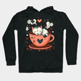 Feline Brews: Coffee & Cats Collide in Cuteness Hoodie